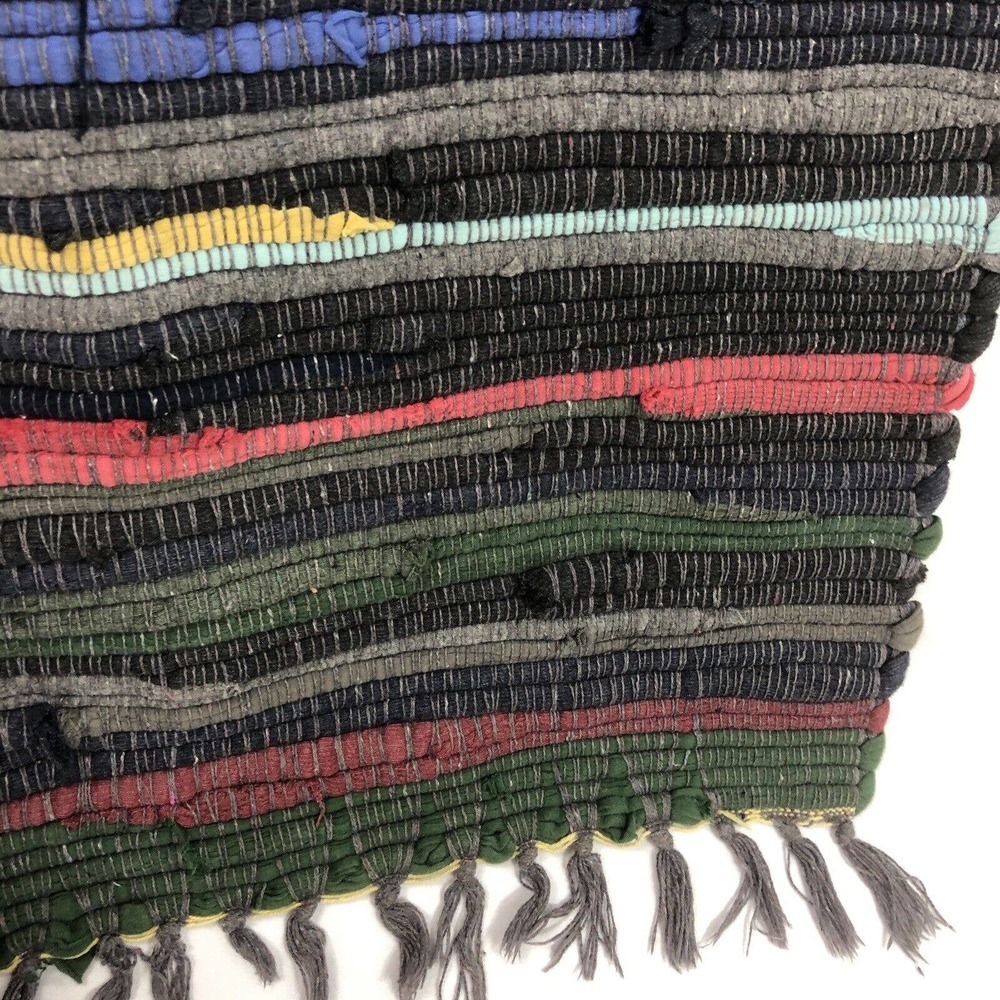Indian Handmade Chindi Rag Rug Small Rug Ft Throw Rug Washable Hippie Recycled - Picture 5 of 12